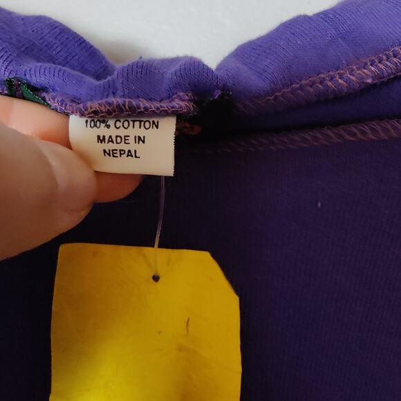NWT Monkey Temple Himalayan Traditions Sz 4 (S) Purple Pointy Hooded Tunic Shirt - Picture 6 of 10